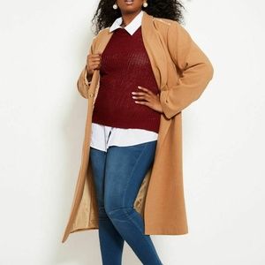 nwt ashley stewart pearl wool midi coat 22 24